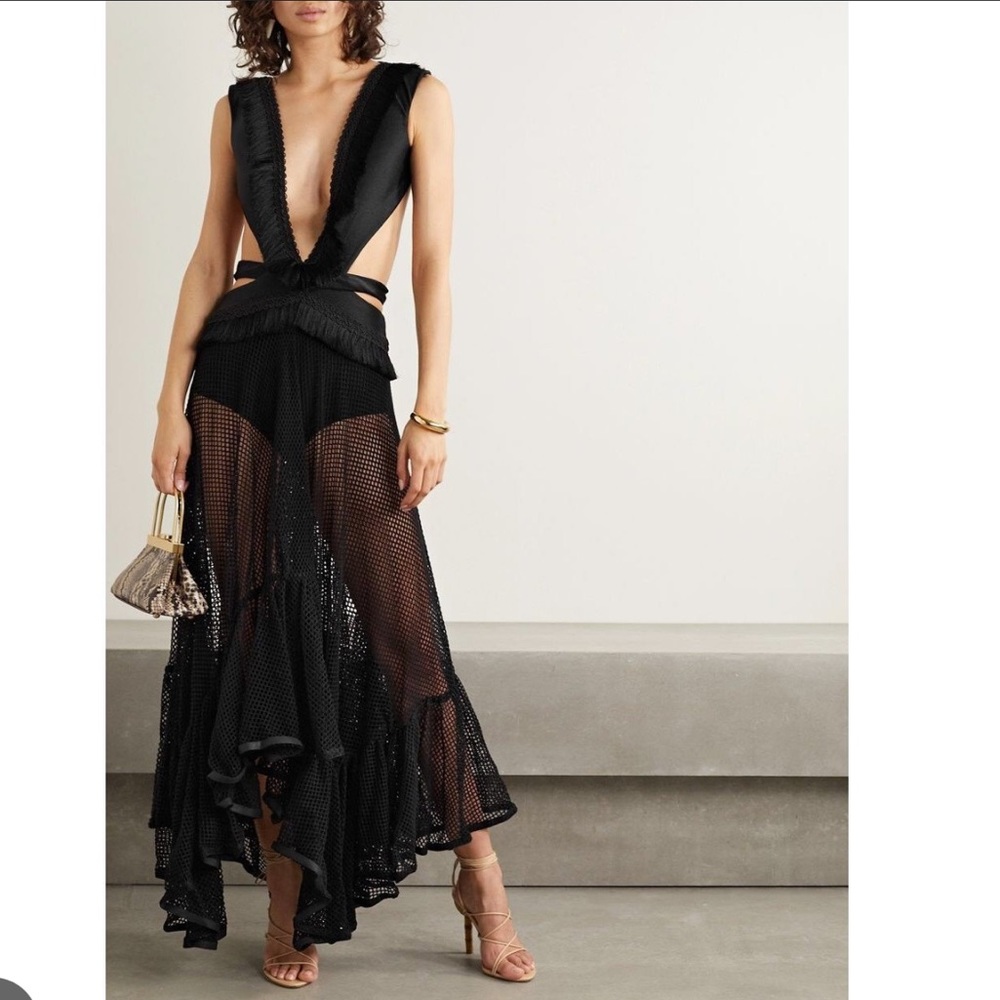 Black PatBo cutout mesh dress
